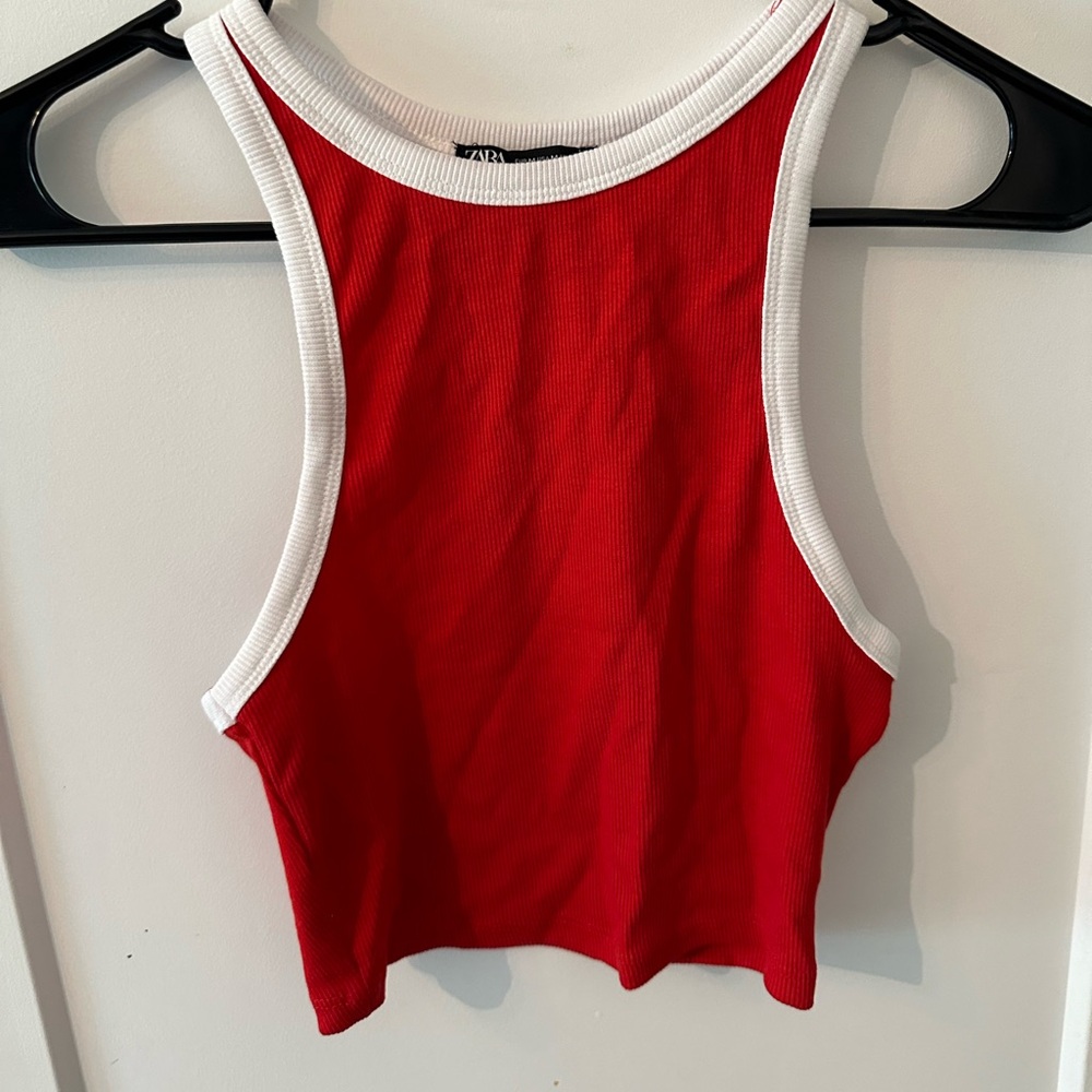 RED AND WHITE ZARA TANK